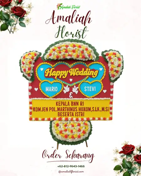 Papan Bunga Pernikahan Mario